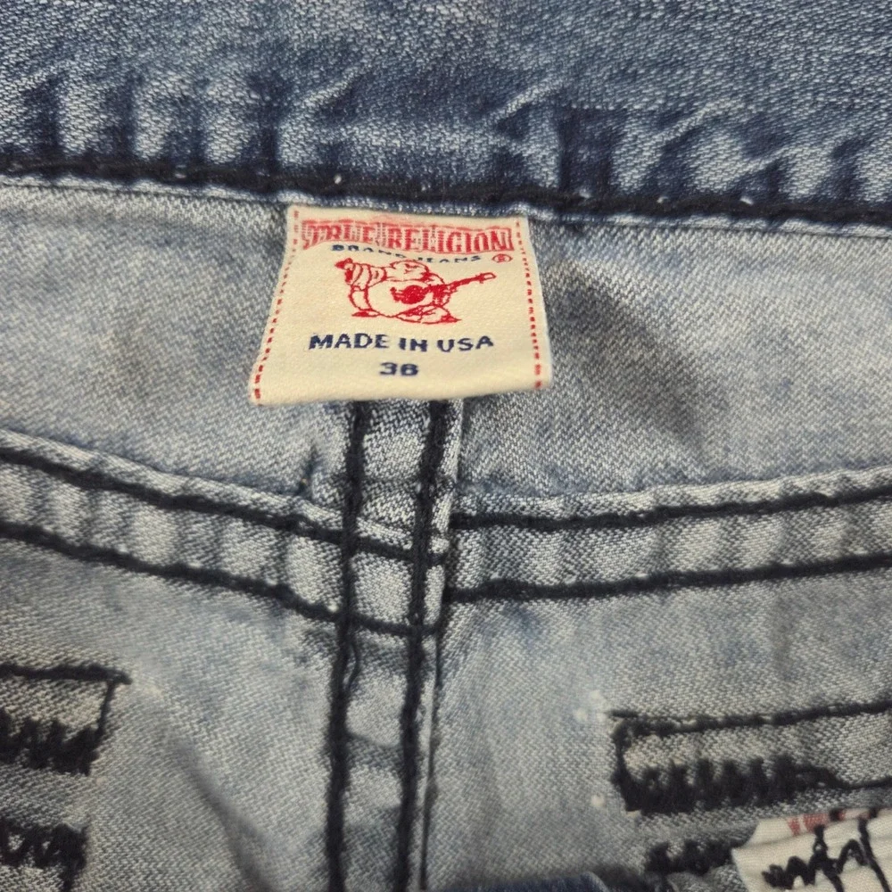 True Religion Billy Super T Jeans Mens 36 Made USA Light Wash Flap Bootcut Y2K